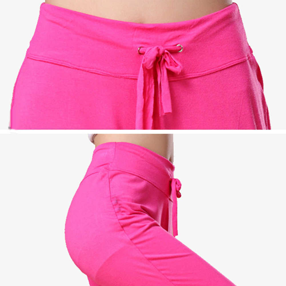 Hot Vrouwen Effen Kleur Hoge Taille Trekkoord Wijde Pijpen Lange Broek Yoga Dansbroek voor Yoga Running Jogging Gymnastiek