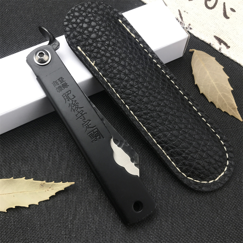 MINI cuchillo de bolsillo Higonokami negro/dorado de 6,3 