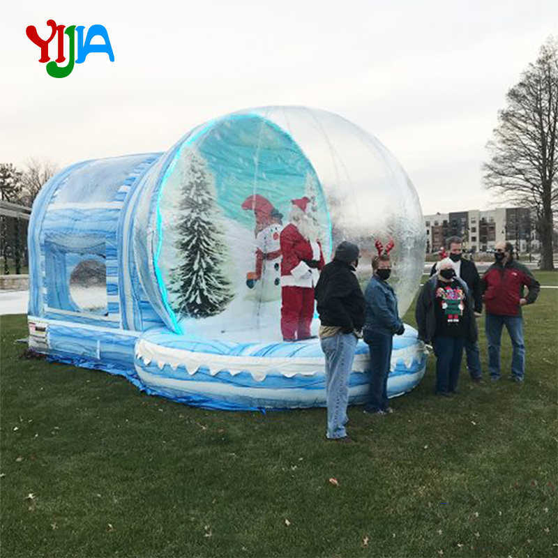 Christmas/Halloween decoration inflatable snowball transparent bubble tent with printed background blower for advertising