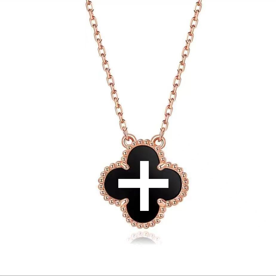 Luxury Designer Chain Necklace Designer For Women Stainless Steel Chain Single Flower Necklace Inlaid Shell Pendant Necklaces Plated Gold Womens Designer Jewelry