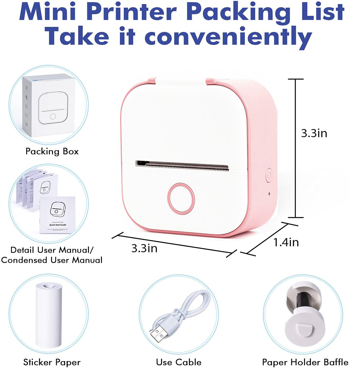 Phonemo T02 Portable Mini Thermal Label Photo Job Mistake Mobile Bluetooth Connection Printer 203DPI