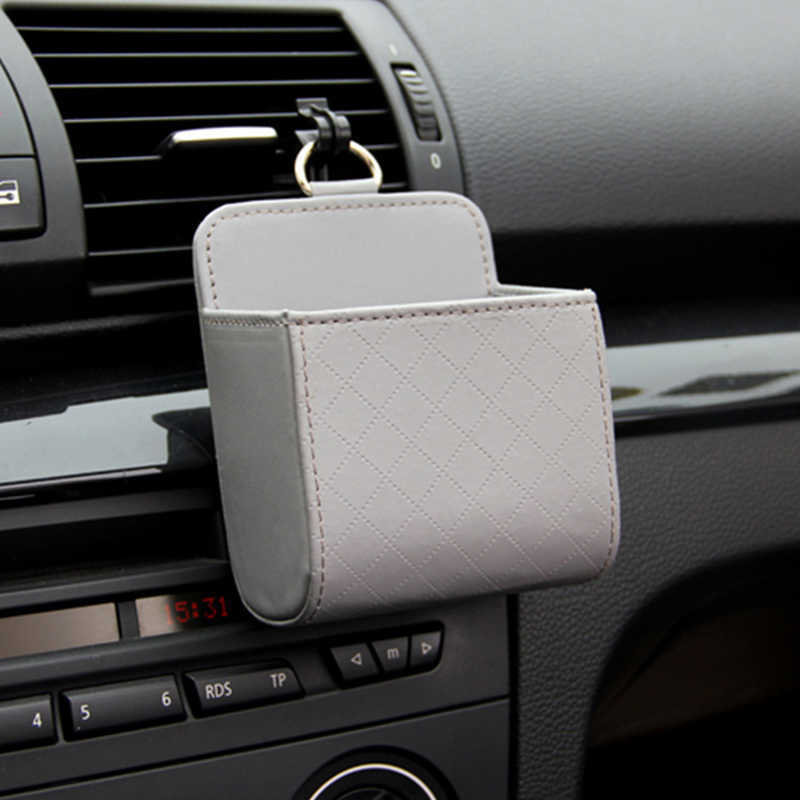 2024 2024 Car Air Outlet Storage Bag Portable Hanging Car Storage Box Leather Multi-Function Packing Box Convenient Practical For Any Car