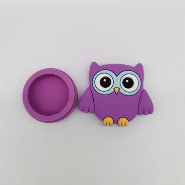 Owl shape wax containers cartoon silicone box 11ml food grade jars dab dabber tool storage bho hash oil herb rubber holder