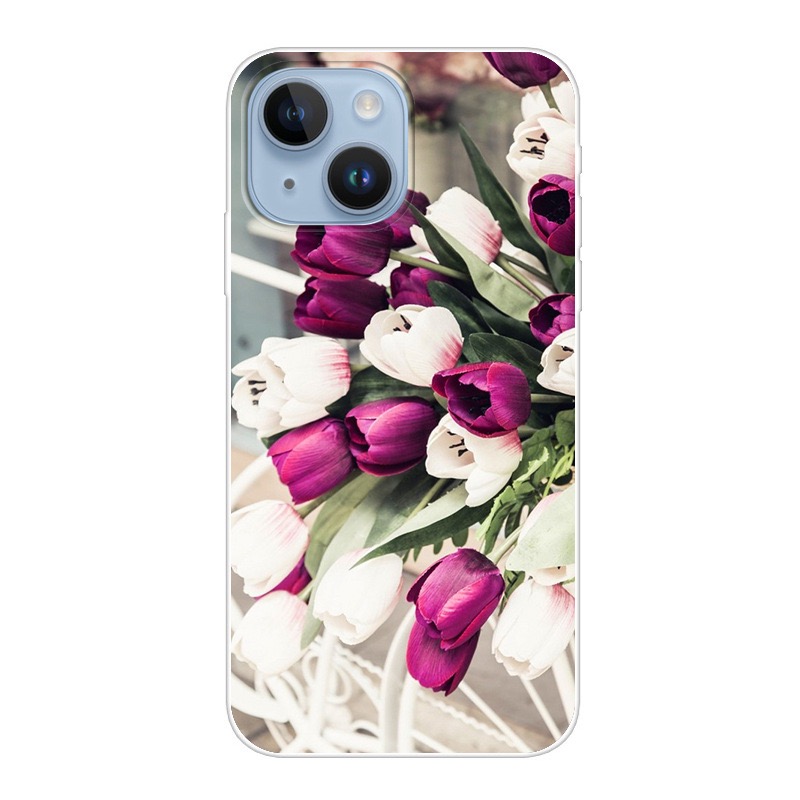 Custodia morbida in TPU fiori estivi moda Iphone 15 Plus 14 Pro MAX 13 12 11 XR XS 8 7 iPhone15 Rose Peach Blossom Crisantemo Fiumi Farfalla Cover posteriore cellulare