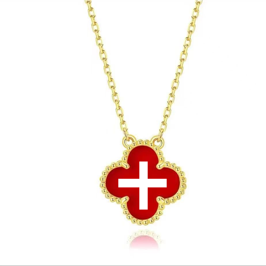 Luxury Designer Chain Necklace Designer For Women Stainless Steel Chain Single Flower Necklace Inlaid Shell Pendant Necklaces Plated Gold Womens Designer Jewelry