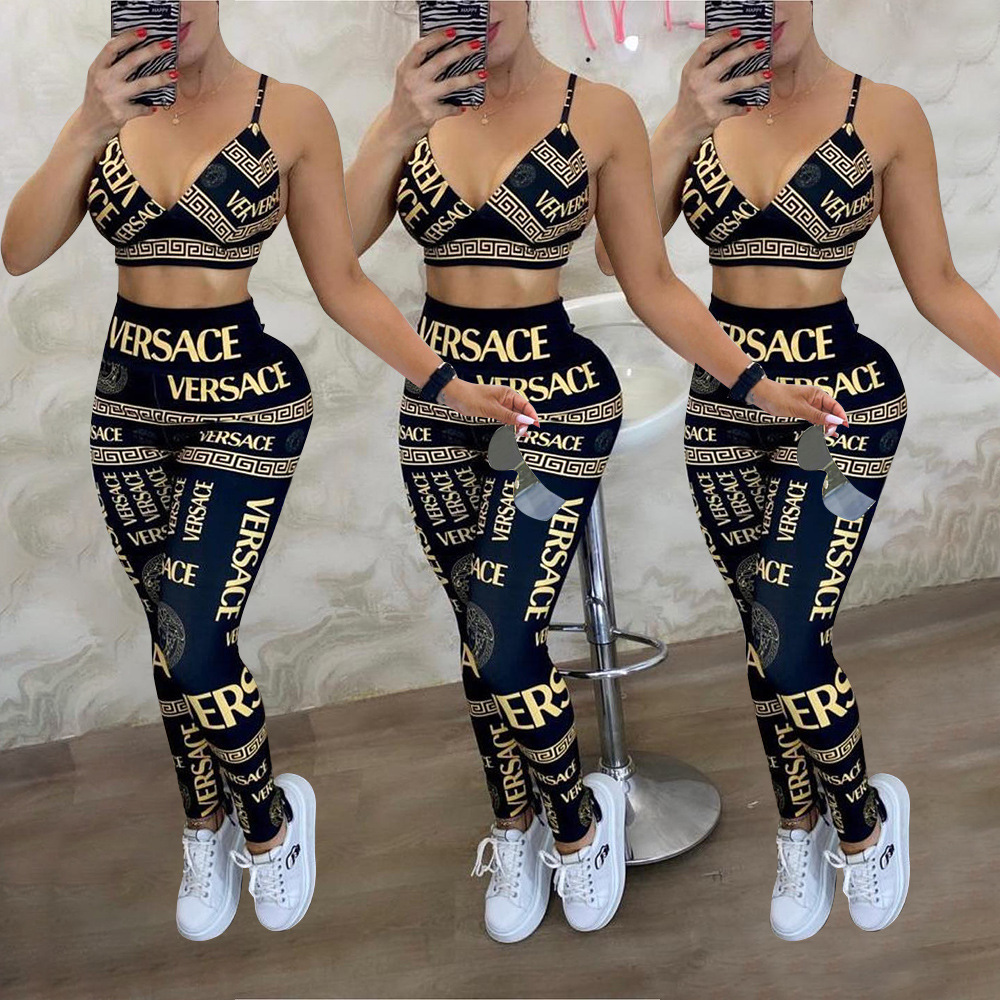 Luxury Two Piece Sets Womens Outifits Fashion Designer Tracksuits Chic and Elegant Brand Set Woman Summer Female Top and Pants Suit Sport Activewear