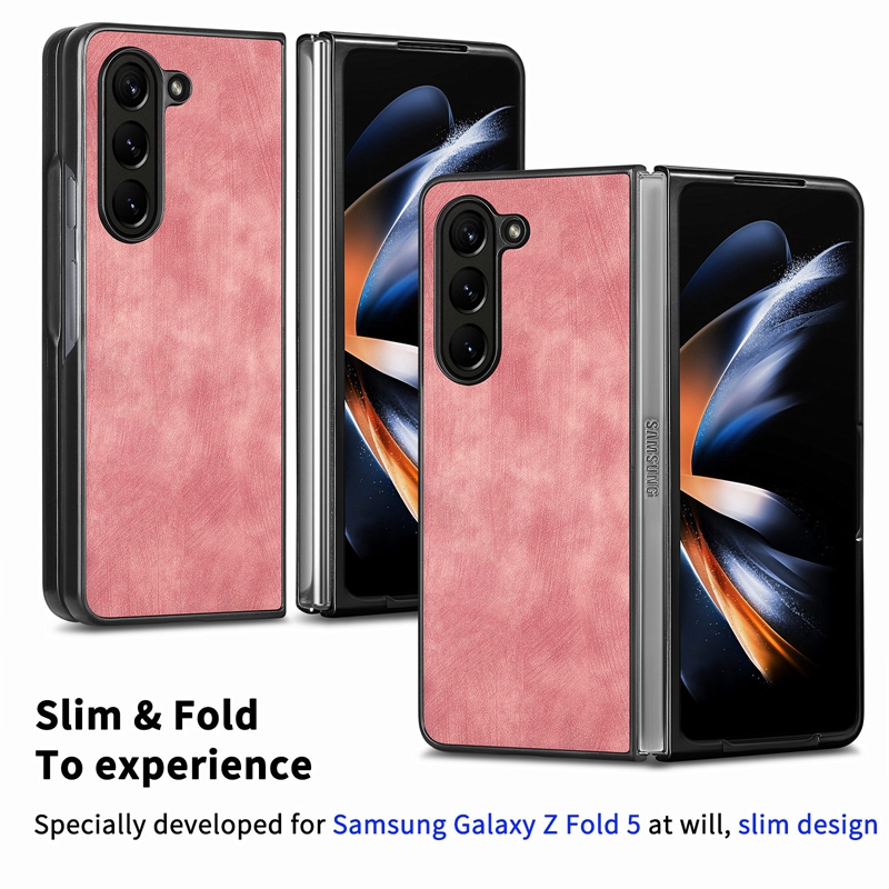 Retro pu läderfodral för samsung fold5 galaxy z fold 5 fold5 zflip5 flip5 flip5 folding mode lyxig affär hård dator plast mobil mobiltelefon flip cover påse