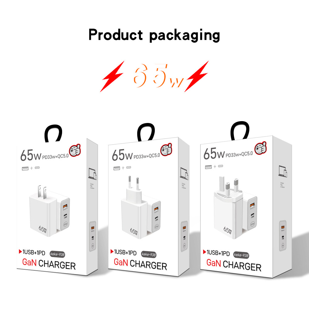 65W GaN USB Charger Type C Charger Adapter PD Charger For iPhone 14 13 12 Pro Xiaomi Samsung Quick Charge 3.0 Fast Phone Charger