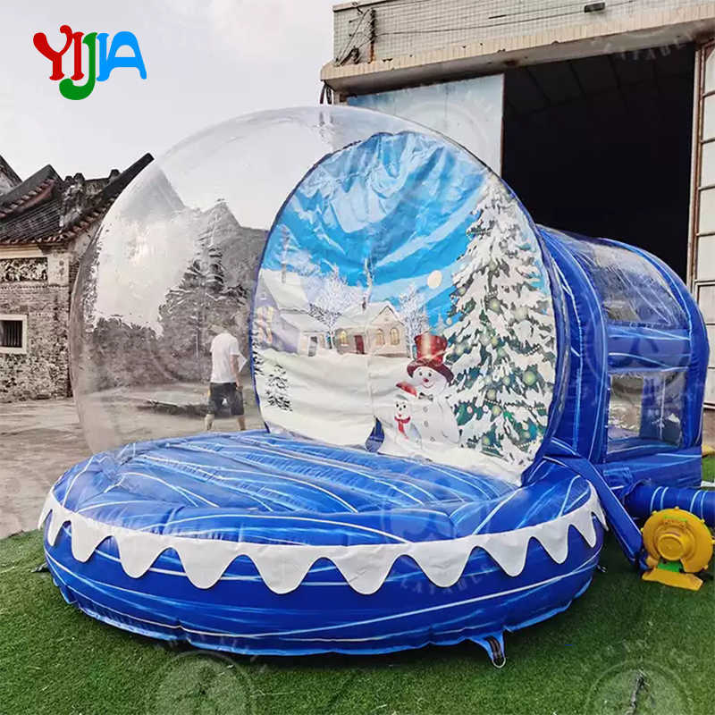 Decorazione natalizia/Halloween tenda a bolle trasparente a forma di palla di neve gonfiabile con ventilatore di sfondo stampato la pubblicità
