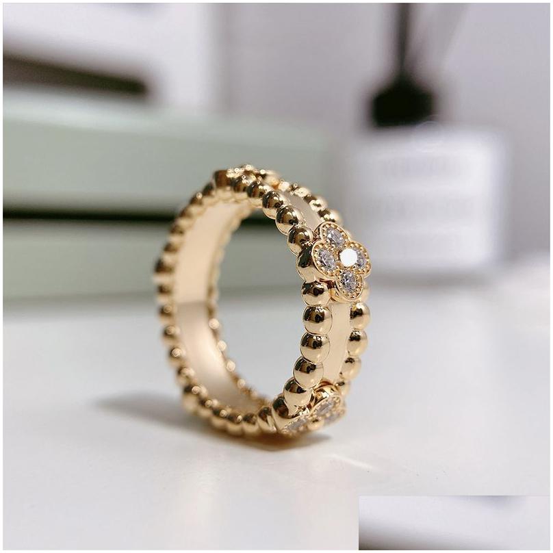 Band Rings Kaleidoscope Ring Female Minority Design Sense Of Fashion Simple Clover Jewelry Plated Rose Gold Drop Delivery Dhw1B