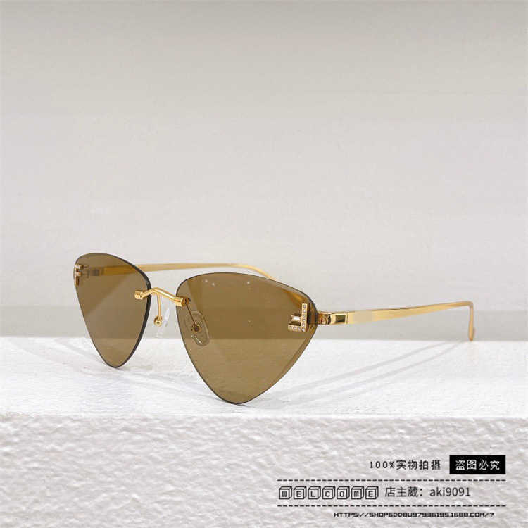 New luxury designer new F-home net red same cat eye metal Sunglasses FE40047 personality rimless sunglasses