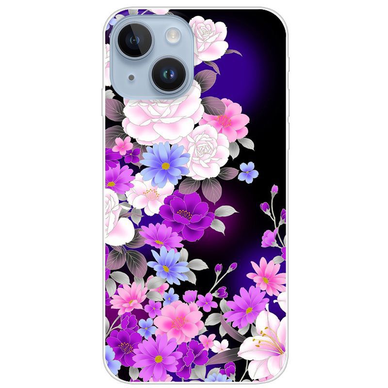 Blumen-weiche TPU-Hülle für iPhone 15 Plus 14 Pro MAX 13 12 11 XR XS 8 7 iPhone15 Mode Frühling Rose Pfirsichblüte Chrysantheme Flüsse Schmetterling Handy-Rückseite