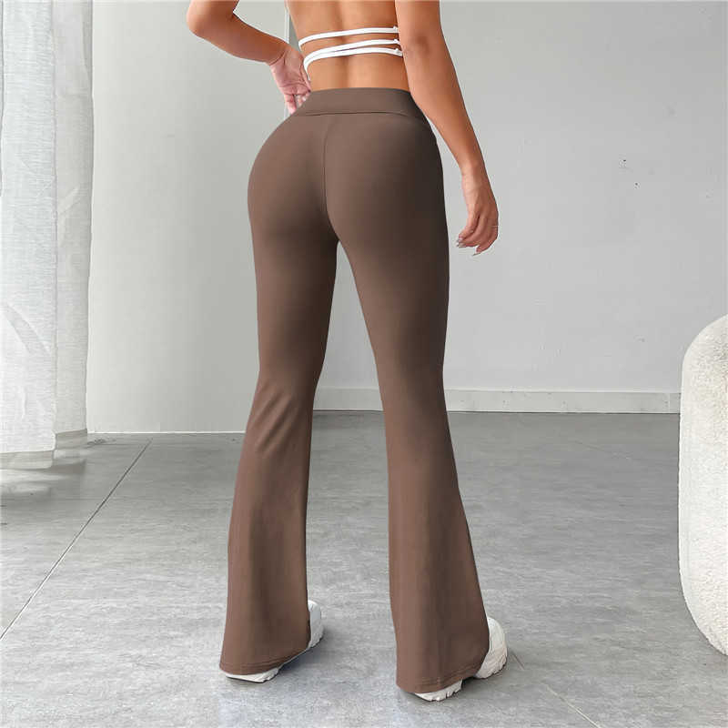 Dames Sport Yoga Flare Broek Skinny Tights Zachte Fitness Hardloop Legging Hoge Taille Casual Veelzijdige Flared Mop