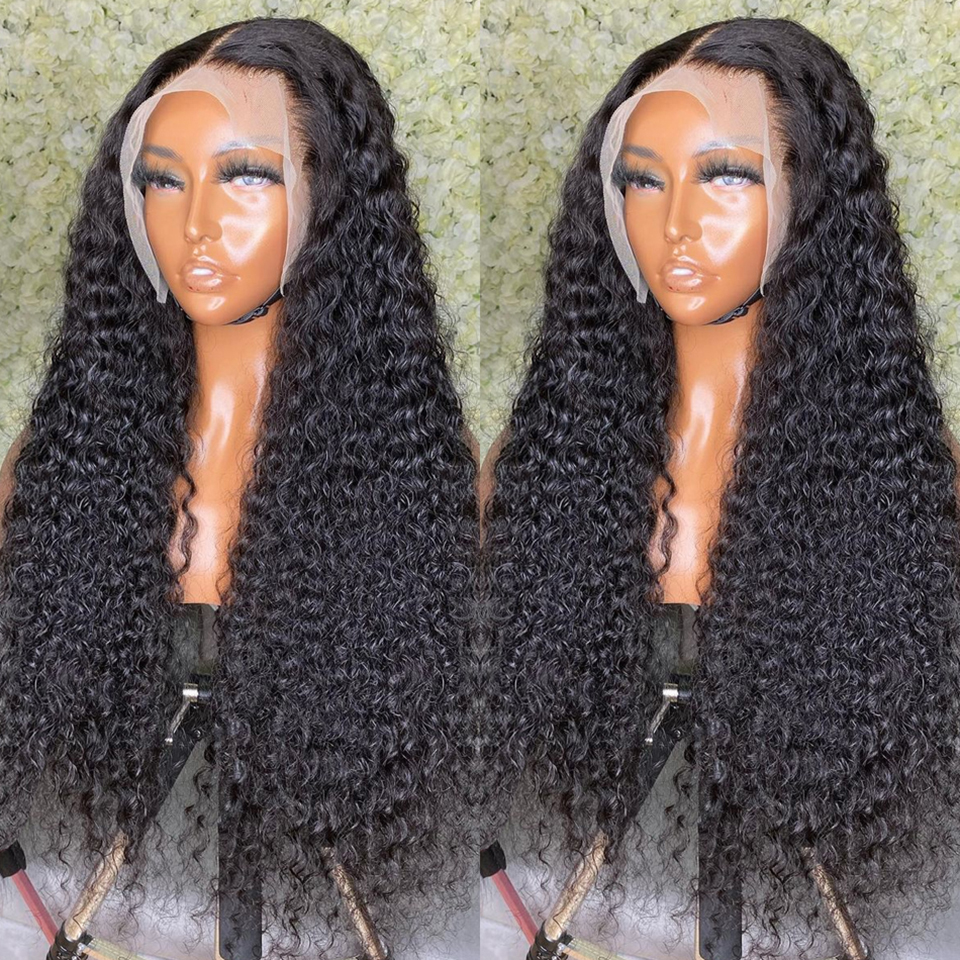 Peruca frontal de onda profunda 30 polegadas 180% densidade peruca frontal de renda HD transpant perucas de cabelo humano para mulheres negras perucas brasileiras de cabelo Remy