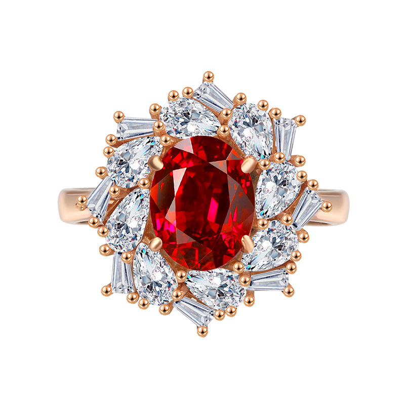 Padma – bijoux de mariage en argent S925, fleur de glace coupée, diamant à haute teneur en carbone, rubis, tempérament élégant, haute qualité, 7x9mm