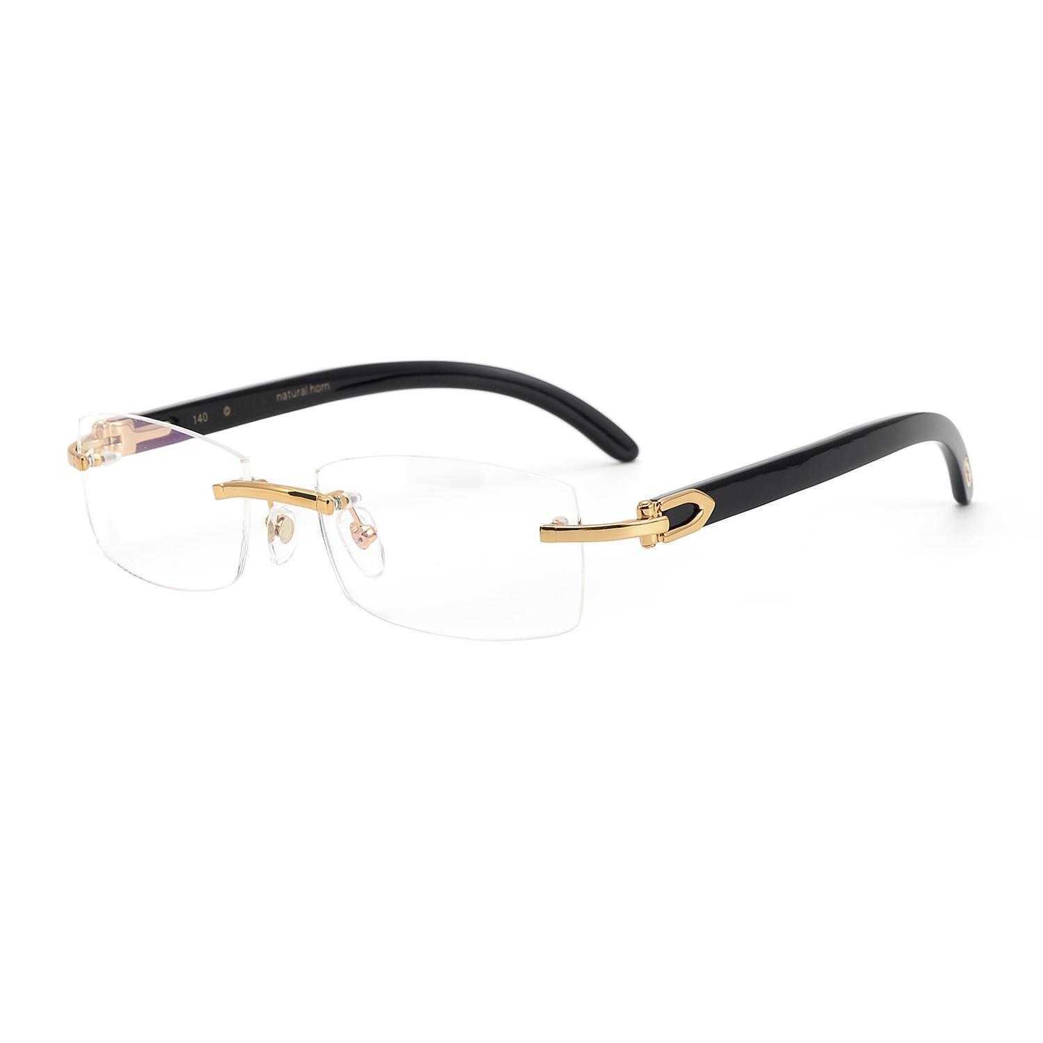 Nouveau créateur de luxe Lunettes de soleil Kajia Series masculines à l'angle de bœuf naturel haut de gamme Myopie Business Eye sans cadre