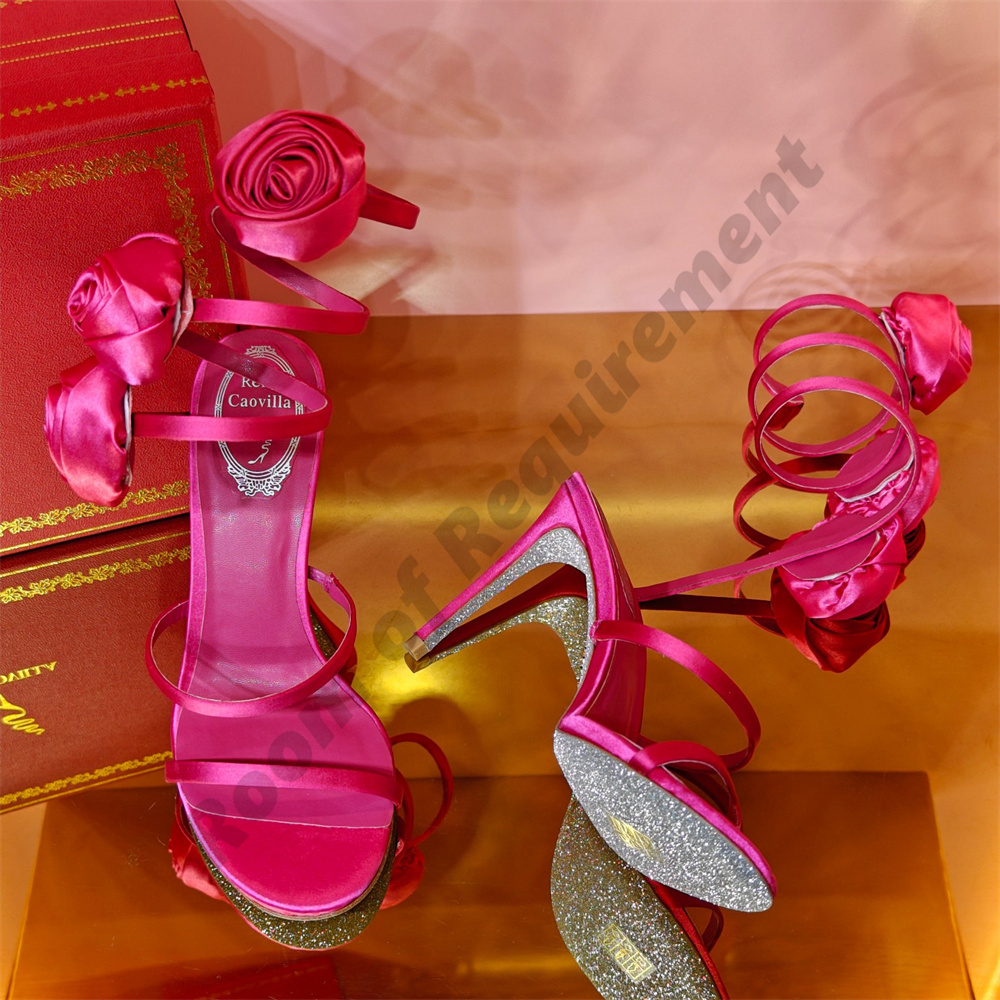 2023 Diamante Rosa Margot Jewel Sandálias Snake Twining Elegante Sandália 10cm Stiletto Salto Alto René Caovilla Cristal Sapatos de Vestido de Ouro Solas de Prata Mulheres Bombas de Verão