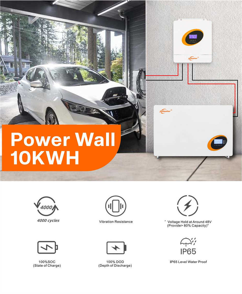 jsdsolar 48V 200Ah Home Energy Storage 10KWh LiFePO4 Battery 4000+ Cycles IP65 Parallel Communication for Solar Power System