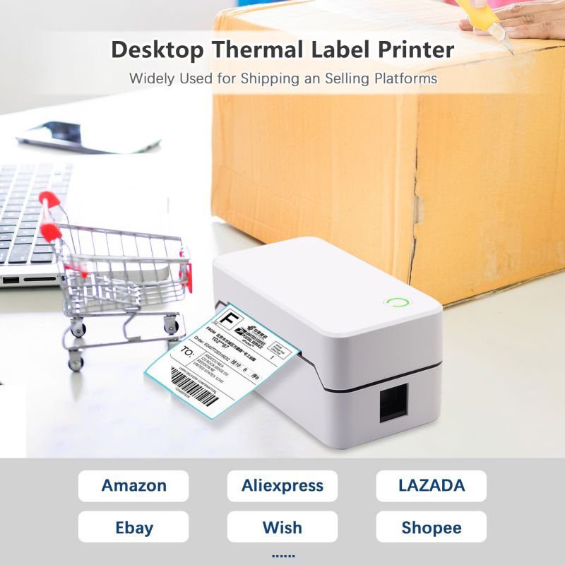 80mm USB Shippting Label Printer with Auto Cutter Desktopダイレクトサーマル印刷配線接続サポート1D 2Dバーコードのタグ