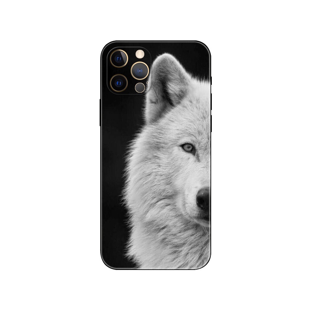 Mode Loup Soft TPU Case Pour Iphone 15 Pro MAX 14 Plus 13 12 11 XR XS 8 7 iPhone15 Animal Fire Moon Silicone Smart Mobile Téléphone Portable Couverture Arrière Peau En Gros