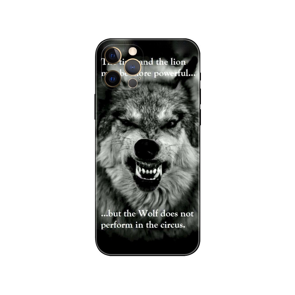 Mode Loup Soft TPU Case Pour Iphone 15 Pro MAX 14 Plus 13 12 11 XR XS 8 7 iPhone15 Animal Fire Moon Silicone Smart Mobile Téléphone Portable Couverture Arrière Peau En Gros