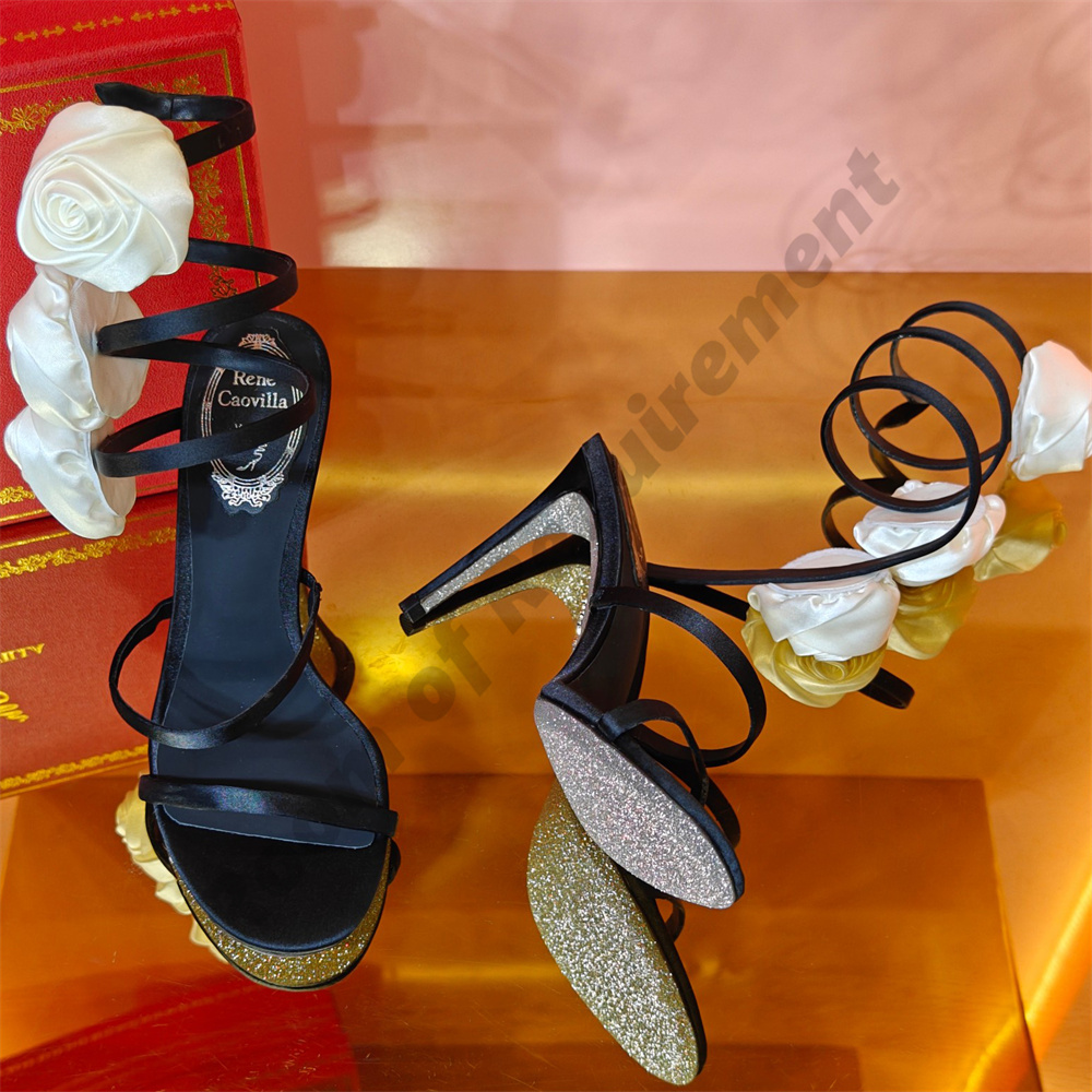 2023 Diamante Rosa Margot Jewel Sandálias Snake Twining Elegante Sandália 10cm Stiletto Salto Alto René Caovilla Cristal Sapatos de Vestido de Ouro Solas de Prata Mulheres Bombas de Verão