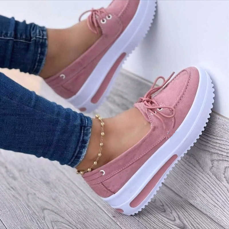 Klänningskor 2023 Fall New Platform Sneakers Women's Fashion Lace Up Lightweight Breattable Canvas Shoes Casual Cozy Wedge Chaussure Femme J230806