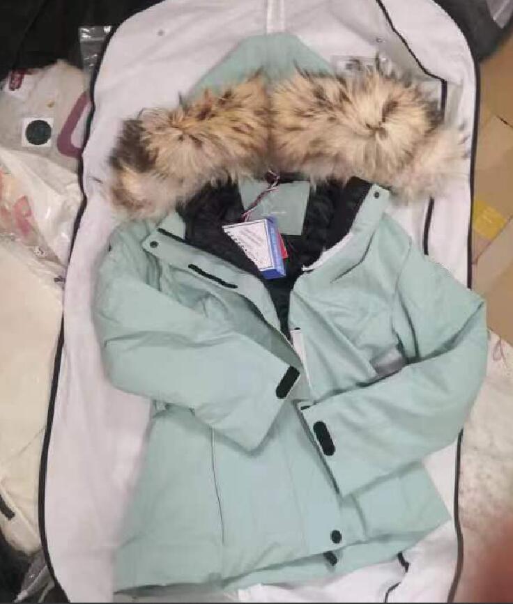 Dames dikke donzen pufferjas 100% groot echt vossenbont capuchon casual warme bontkraag parka's vrouwelijke jas winter skikleding bovenkleding hemelsblauwe kleur