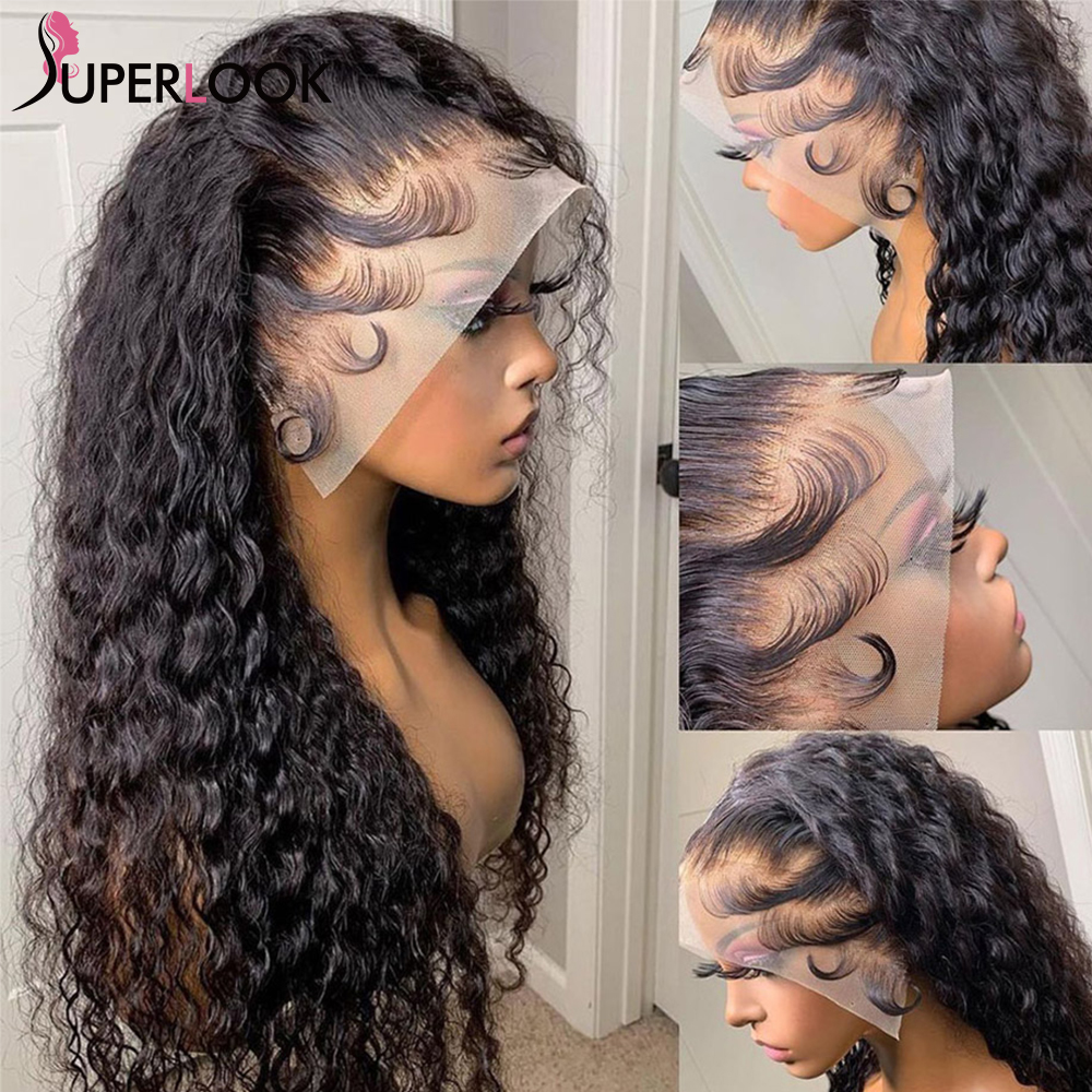 Hd Transparent Lace Front Human Hair Wigs Preplucked Curly Lace Frontal Deep Wave Glueless Wig Human Hair Ready To Wear Lace Wig