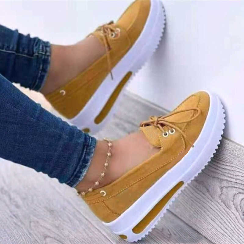 Klänningskor 2023 Fall New Platform Sneakers Women's Fashion Lace Up Lightweight Breattable Canvas Shoes Casual Cozy Wedge Chaussure Femme J230806