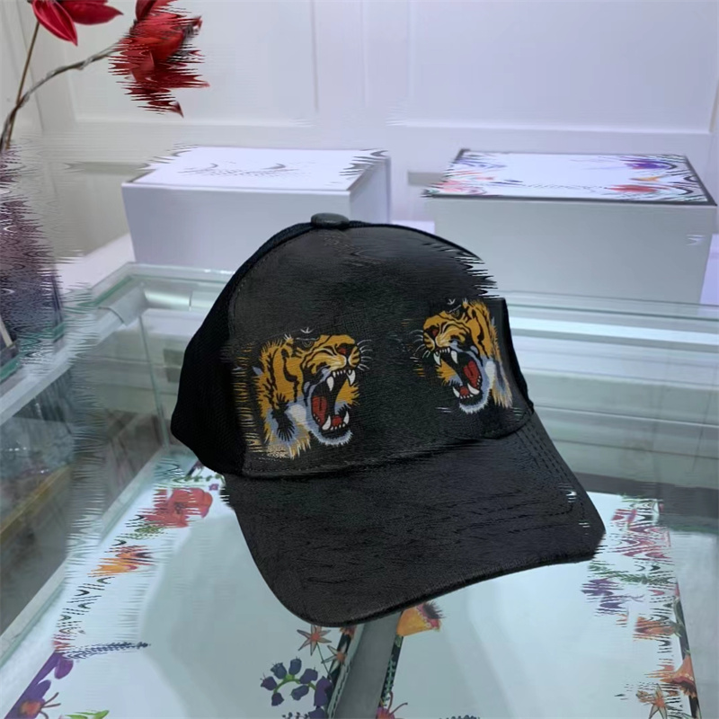 2023 Новый дизайнерский мужская бейсбольная кепка женская бренда женская марка Tiger Head шляпа пчелиная вышивка змея для мужчин и женского досуга Sun Hat Sports Sports Mesh Truck's Hatssh6