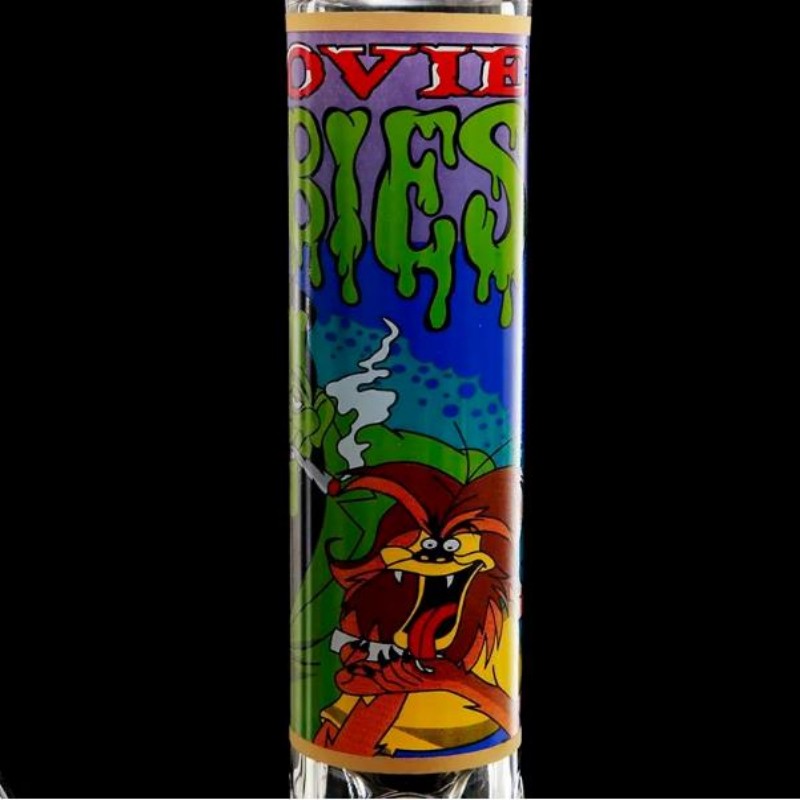 Glass bong Cartoon vampire Decal Beaker Pipe 12.6 "high thickness dab rig Recycled smoking accessories 14mm bowl and under dry