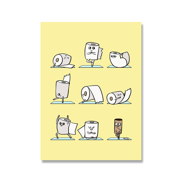 Туалетная бумага Смешная холст рисовать йога цитата минималистское мультипликационное стиль плакаты туалета и принты стены художественные картин