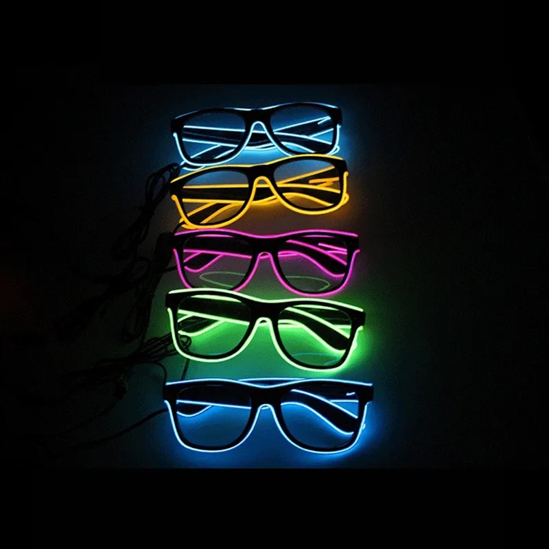 LED Light Up Świecające okulary El Wire Neon Rave Szklanki Lumoinous imprezowe okular