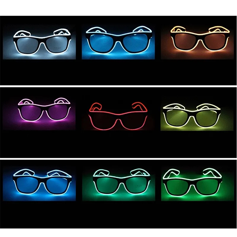 LED Light Up Glowing Glasses El Wire Neon Rave Glasses Lysande festglasögon Eyewear för födelsedag Halloween Xmas Party Bar Dekorativ leverantör