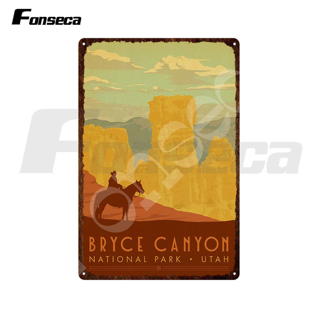 Magnifico scenario naturale Poster in metallo vintage Lake Powell Glen Canyon Bryce Canyon Targa retrò Paesaggio Piastra in metallo Casa Soggiorno Decorazioni personalizzate 30X20CM w01