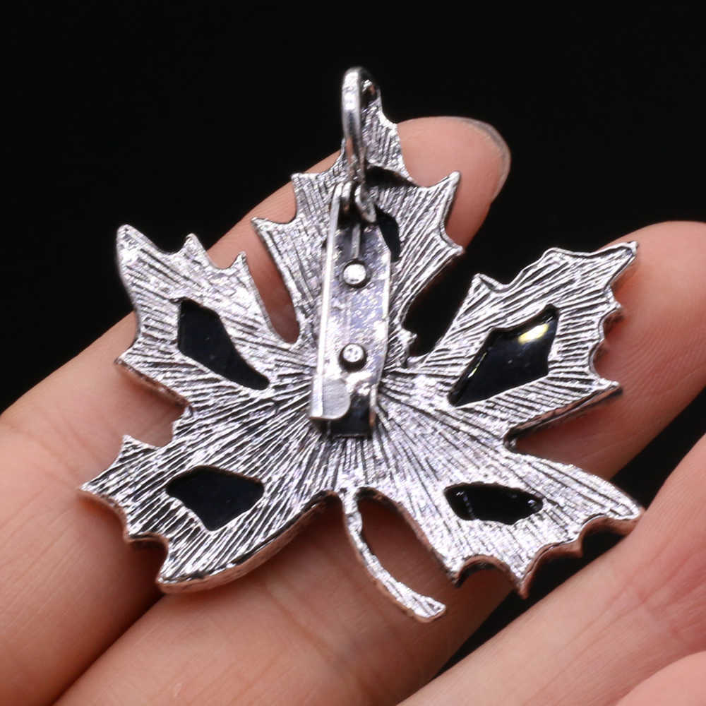 Pins Brooches Hot selling natural fashion maple leaf shaped abalone shell alloy brooch 45x45mm HKD230807