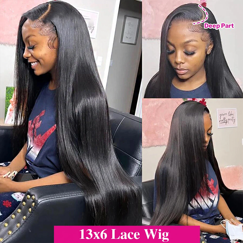 Straight 13x6 HD Lace Wigs Human Hair 13x4 Transparent Lace Frontal Wig 250% Full Glueless 30 34 36 Inch Lace Front Wig