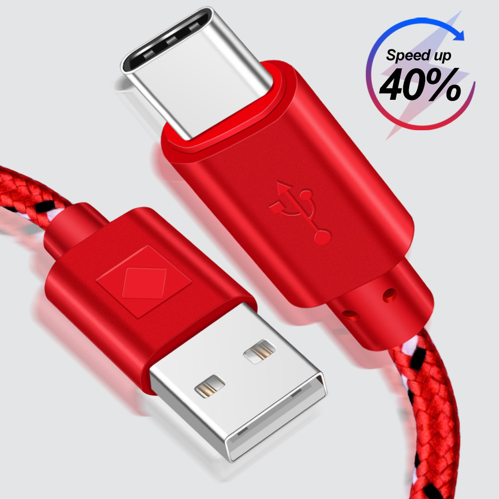 USB Type C-kabel för Xiaomi Redmi K20 Pro 1M 2M 3M USB C Mobiltelefonkabel Snabbladdning Typ-C Datekabel för Samsung Huawei