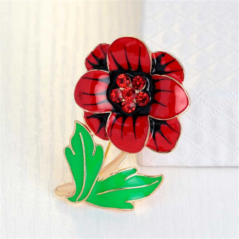 PINS BROCHES CEMORATIVE BROOCHES EPAULETTER Röd Poppy Flower Corsage British Princess Kate Brooch Jewelry Woman Broch Pin Fashion New HKD230807
