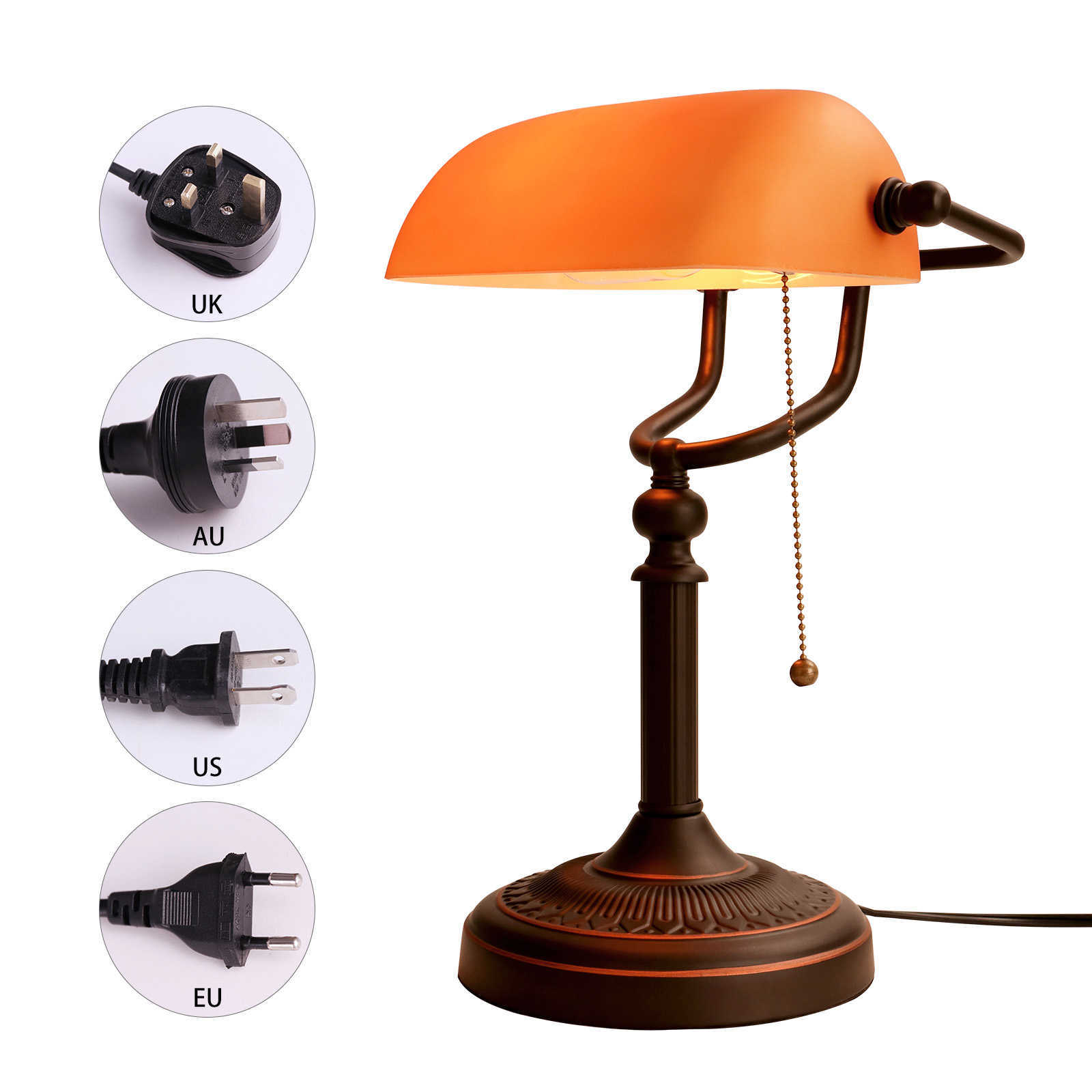 Retro Vintage E27 220V LED Tischlampe Bernsteinfarbe Milchglasschirm Wohnzimmer Schlafzimmer Nachttisch Arbeitszimmer Hotelzimmer Schreibtischlampe HKD230807