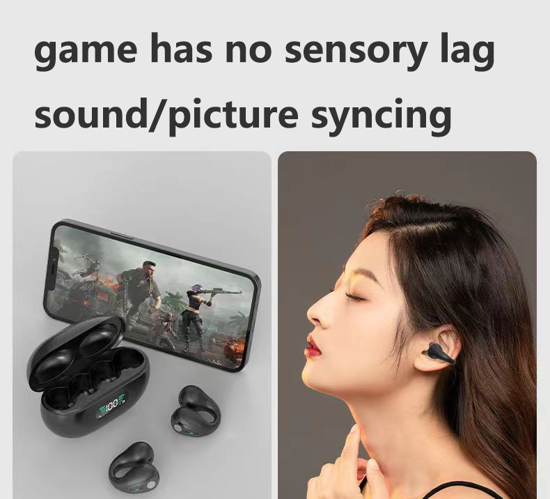 Trådlöst Bluetooth Apple Earphones Ear Bone Conduct HEADSET CLAMPING SPORTS TWS BINAURAL BURECANCELLING IPX5 Vattentät LED Displayhörlur för mobiltelefon