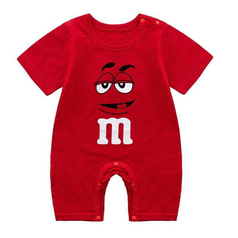 3 6 9 månad nyfödda babykläder sommar kortärmad infantil romper ren bomull baby flickor onesie tryck m bönor tecknad jumpsuit l230712