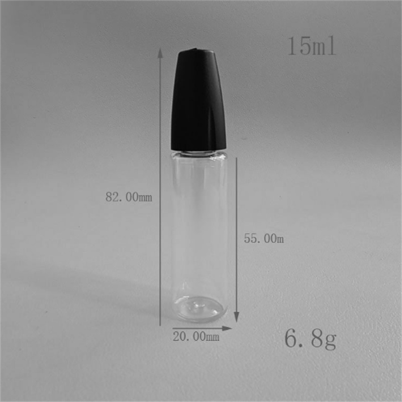 Nadelflasche Kunststoff Lange dünne Spitze PET für E-Liquid 10 ml 15 ml Leere E-Liquid-Saft-Tropfflaschen mit kindersicherer Kappe für Öl DHL JL1812