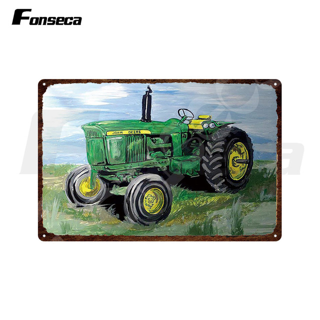 Camion et Tracteur Plaque en Métal Moto Vintage Plaque en Étain Décoratif Plaque en Étain Grand Camion Fer Peinture Stickers Muraux pour Ferme Garage Homr Décor Personnalisé 30X20CM w01