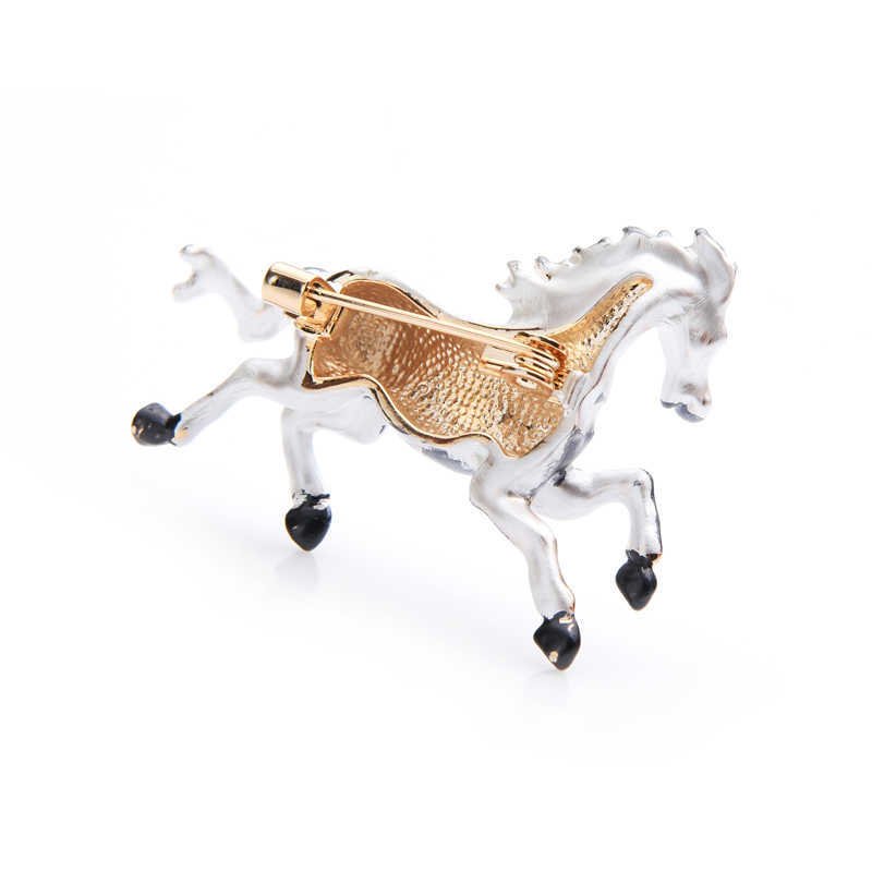 Pins Brooches Wuli baby White Black Enamel Horse Brooches Women Men Alloy Steed Animal Brooch Pins Gifts HKD230807
