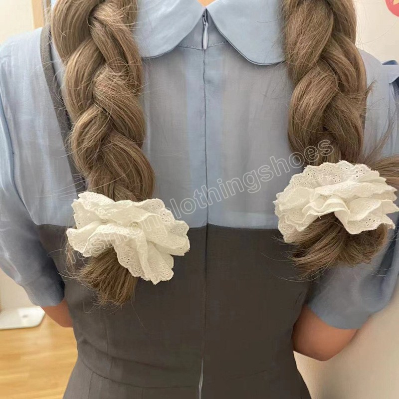 Faixas de cabelo elásticas de renda multicamadas fashion para meninas, elegante, suporte para rabo de cavalo, corda de cabelo, mulheres, acessórios românticos para o cabelo