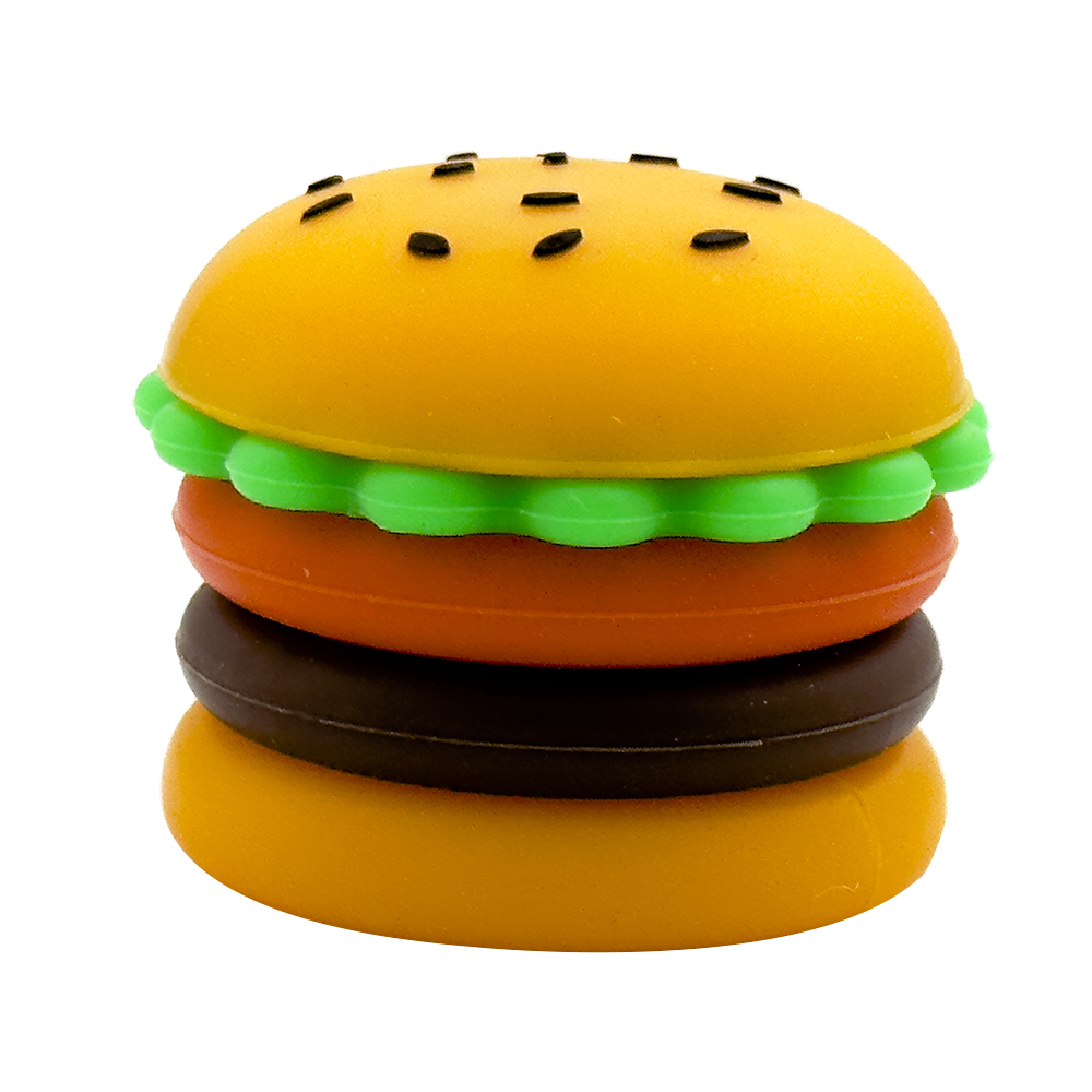 Barattolo di cera siliconica Scatola di immagazzinaggio contenitore in silicone portatile a forma di hamburger da 5 ml