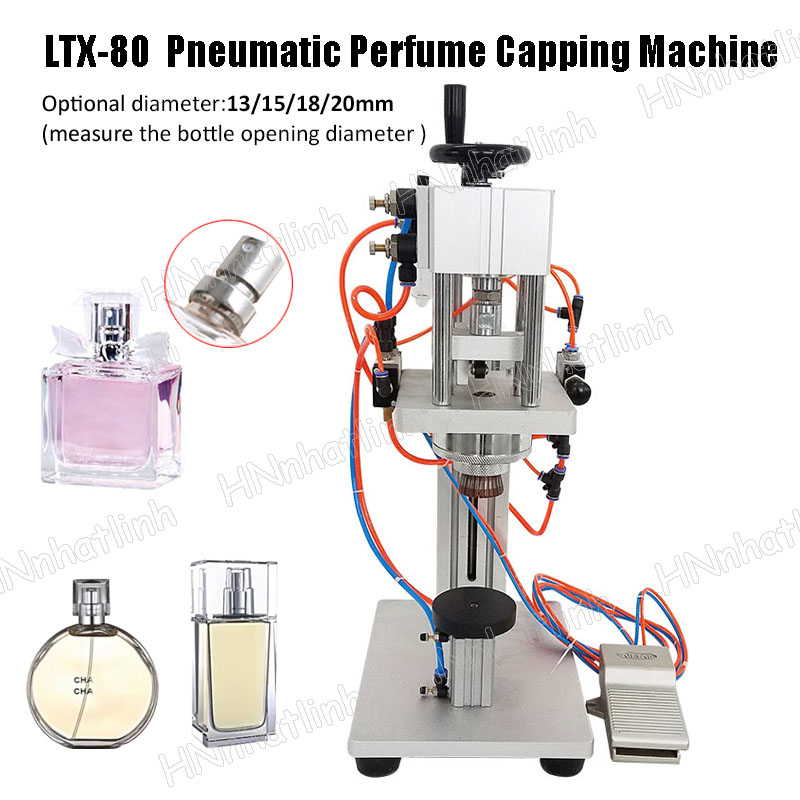 LTX-80 Pneumatic Perfume Crimper Capping Machine Sprayer Sealer Scent Frangrance Packaging Equipment For Bottle opening 13/15/18/20mm