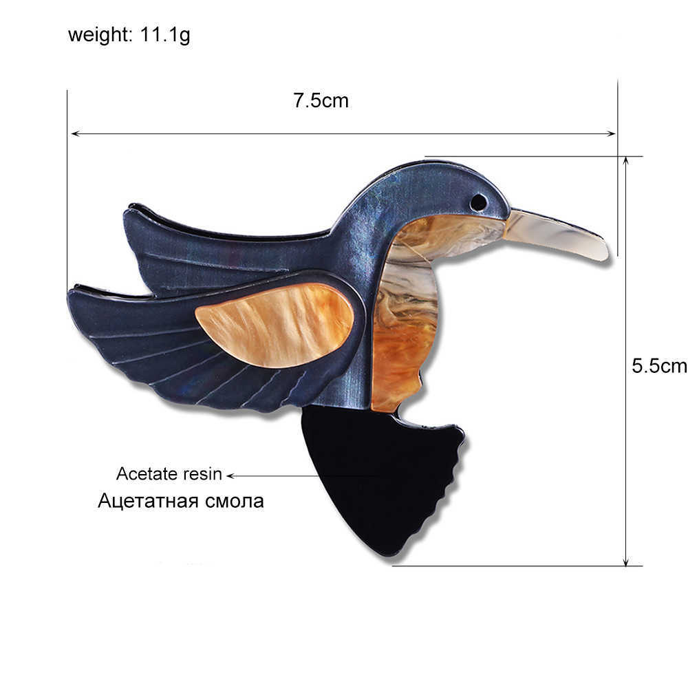 ピンブローチファッションアクリルアニメピンアニマルヒジャーブピンバッジステッチ酢酸樹脂鳥のブローチ